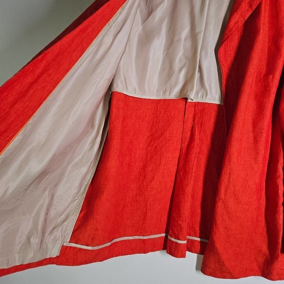 Coldwater‎ Creek Linen Wing Collar Jacket 16 Orange Open Front Lagenlook - Picture 6 of 10